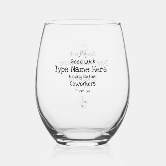 Personalized farewell Coworkers Wine Glass Wijnglas Zonder Voet (Achterkant)