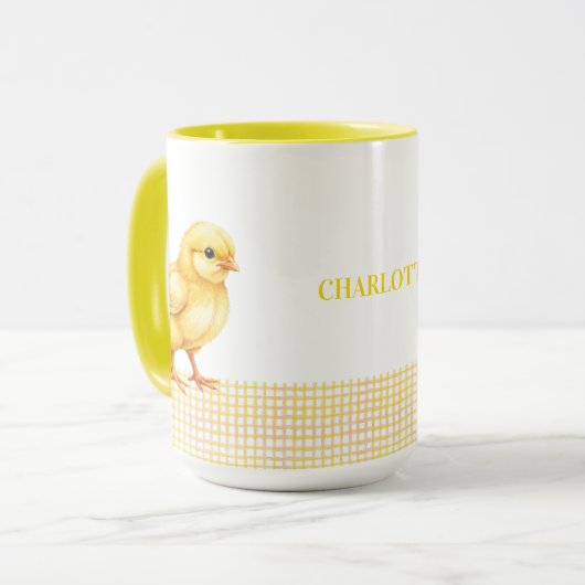 Personalized Farm Animal Mug – Cute Chick Design Mok (Voorkant links)