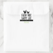 Personalized Farm Wife Happy Life Design Vierkante Sticker (Tas)