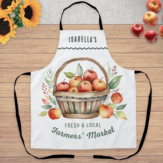 Personalized Farmers Market Rustic Apples Kitchen Schort