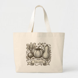 Personalized Farmhouse Autumn Vegetables Drawing Grote Tote Bag