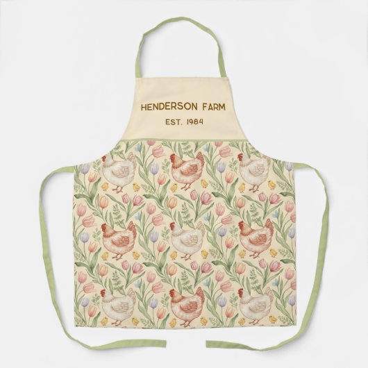 Personalized Farmhouse Hen Apron Schort (Voorkant)