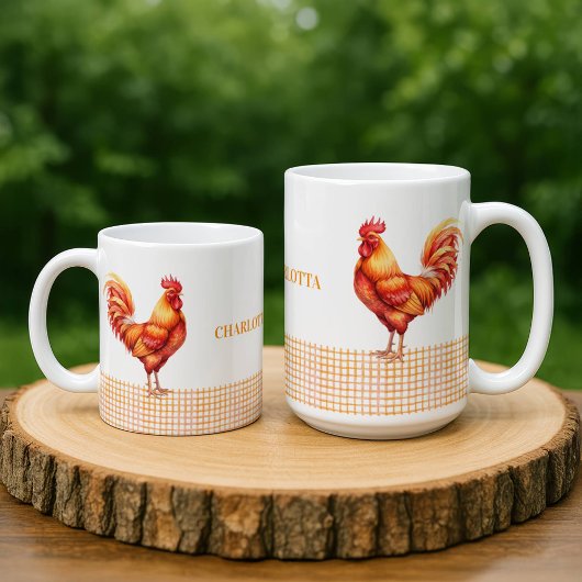 Personalized Farmhouse Rooster Name Mug Koffiemok
