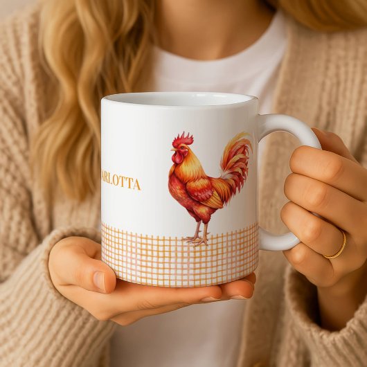 Personalized Farmhouse Rooster Name Mug Koffiemok