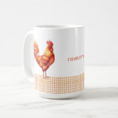 Personalized Farmhouse Rooster Name Mug Koffiemok (Voorkant links)