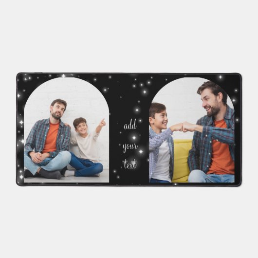 Personalized Father's Day 2 Photo Collage Starry Bureaumat (Voorkant)
