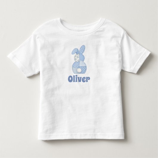 Personalized Faux Patchwork Bunny with Custom Name Kinder Shirts (Voorkant)