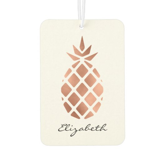 Personalized faux rose gold foil pineapple luchtverfrisser (Achterkant)