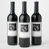 Personalized Faux Silver Frame Rustic Elegant Wijn Etiket (Flessen)