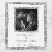 Personalized Faux Silver Frame Rustic Elegant Wijn Etiket (Enkel label)