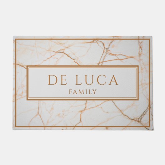 Personalized Faux White Marble Deurmat (Voorkant)