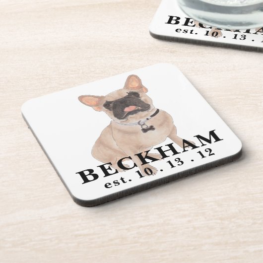 Personalized Fawn Mask Frenchie French Bulldog Bier Onderzetter (Linkerzijde)