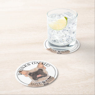 Personalized Fawn Mask Frenchie French Bulldog Ronde Kartonnen Onderzetter