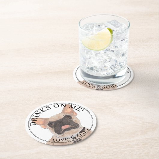 Personalized Fawn Mask Frenchie French Bulldog Ronde Kartonnen Onderzetter (Insitu)