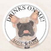 Personalized Fawn Mask Frenchie French Bulldog Ronde Kartonnen Onderzetter (Voorkant)