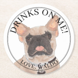 Personalized Fawn Mask Frenchie French Bulldog Ronde Kartonnen Onderzetter
