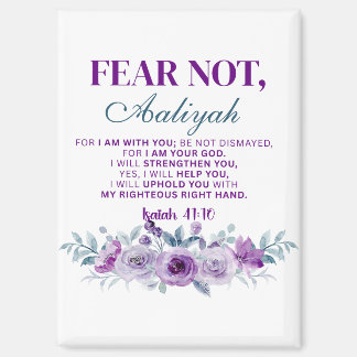 Personalized Fear Not Isaiah 41:10 Purple Floral Magneet