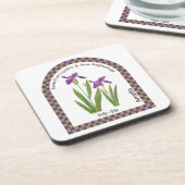 Personalized February Birth Month Flower Coaster Bier Onderzetter (Linkerzijde)