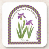 Personalized February Birth Month Flower Coaster Bier Onderzetter (Voorkant)