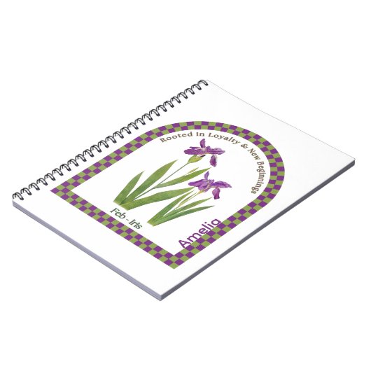 Personalized February Birth Month Flower Notebook Notitieboek (Linkerzijde)