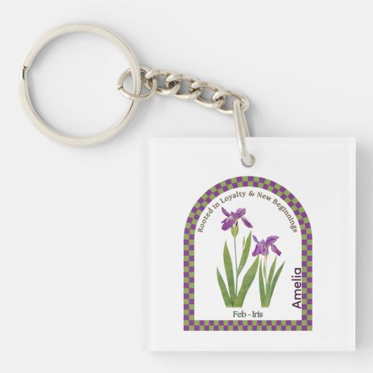 Personalized February Birth Month Flower  Sleutelhanger (voorkant)