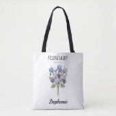 Personalized February Birth Month Flower Tote Bag (Voorkant)