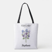 Personalized February Birth Month Flower Tote Bag (Achterkant)