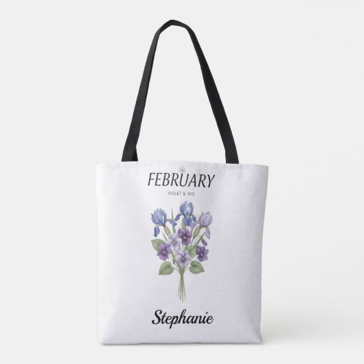 Personalized February Birth Month Flower Tote Bag (Achterkant)
