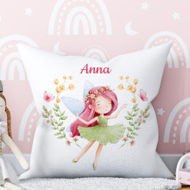 Personalized Feminine Fairy Girl Throw Pillow Kussen