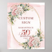 Personalized Feminine Rose Gold 50th Birthday Sign Poster (Voorkant)