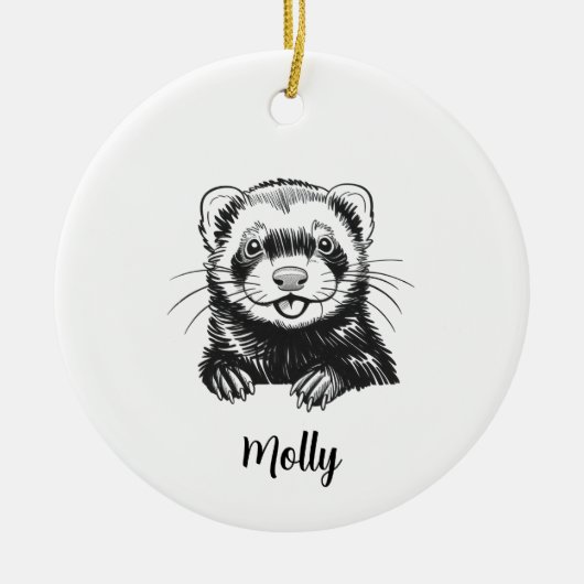 Personalized Ferret Christmas Keramisch Ornament (Voorkant)
