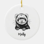 Personalized Ferret Christmas Keramisch Ornament (Achterkant)