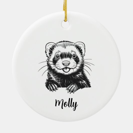 Personalized Ferret Christmas Keramisch Ornament (Achterkant)