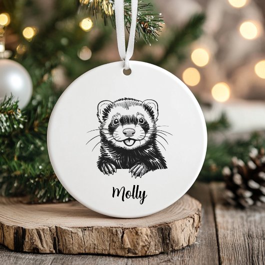 Personalized Ferret Christmas Keramisch Ornament