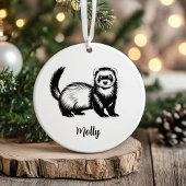 Personalized Ferret Christmas Keramisch Ornament