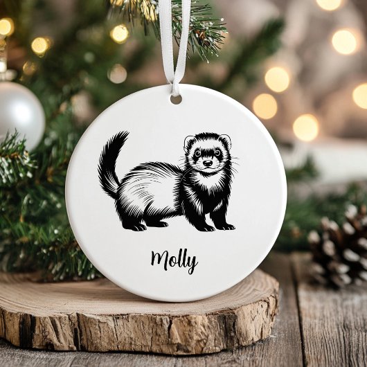 Personalized Ferret Christmas Keramisch Ornament