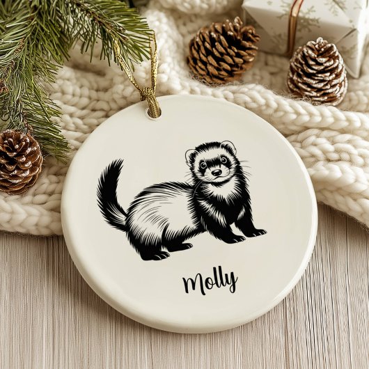 Personalized Ferret Christmas Keramisch Ornament