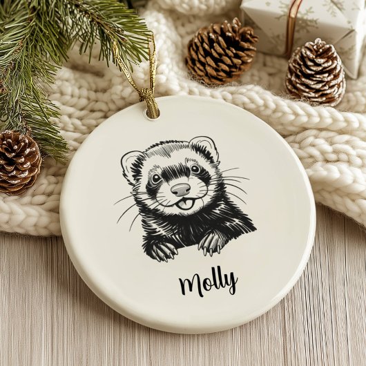 Personalized Ferret Christmas Keramisch Ornament