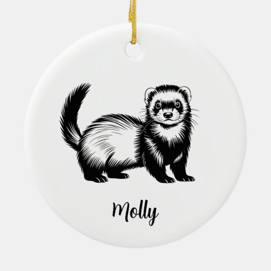 Personalized Ferret Christmas Keramisch Ornament (Achterkant)