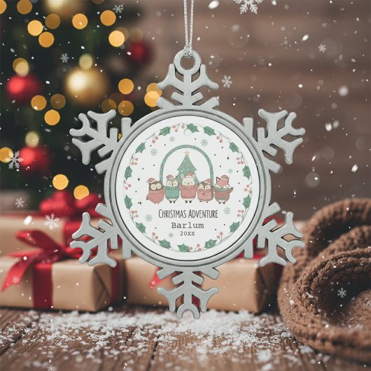 Personalized Festive Adventures Tin Sneeuwvlok Ornament