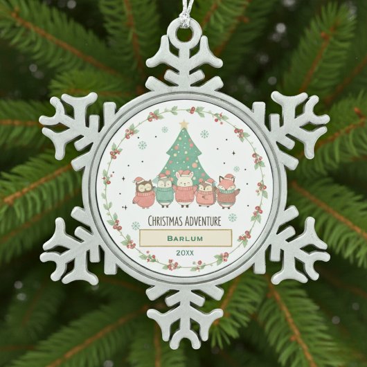 Personalized Festive Adventures Tin Sneeuwvlok Ornament