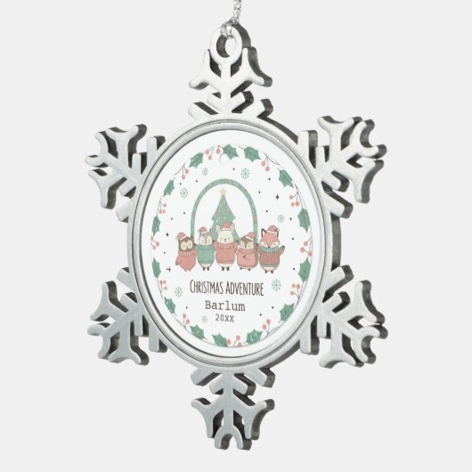 Personalized Festive Adventures Tin Sneeuwvlok Ornament (Rechts)