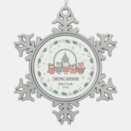 Personalized Festive Adventures Tin Sneeuwvlok Ornament (Voorkant)