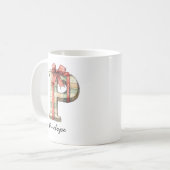 Personalized Festive Christmas Monogram P Mug Koffiemok (Voorkant links)