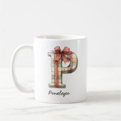 Personalized Festive Christmas Monogram P Mug Koffiemok (Links)