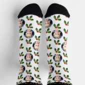 Personalized Festive Holly Berry Holiday Socks Sokken (Top)