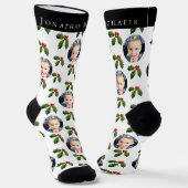 Personalized Festive Holly Berry Holiday Socks Sokken (Gebogen)