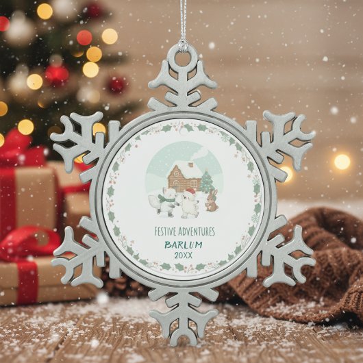 Personalized Festive Memories Tin Sneeuwvlok Ornament