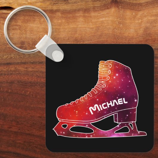 Personalized Figure Skating Space Boot Sleutelhanger (Voorkant)