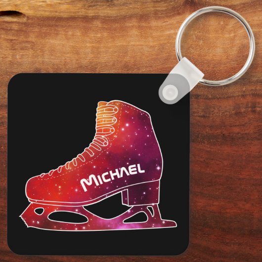 Personalized Figure Skating Space Boot Sleutelhanger (Achterkant)